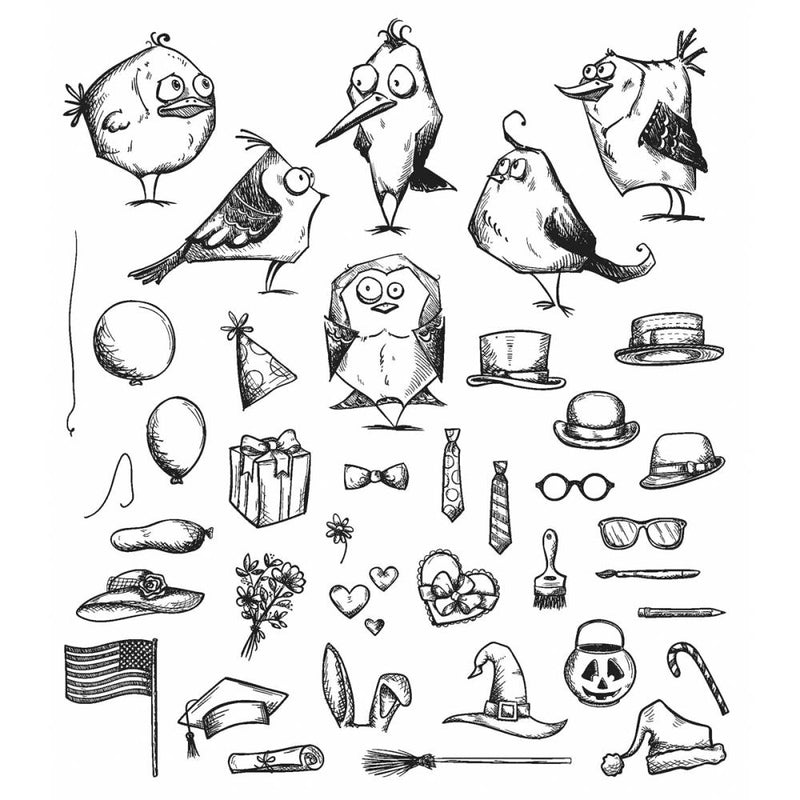 Stampers Anonymous Stamp Set - Mini Crazy Bird & Things, CMS250 by: Tim Holtz