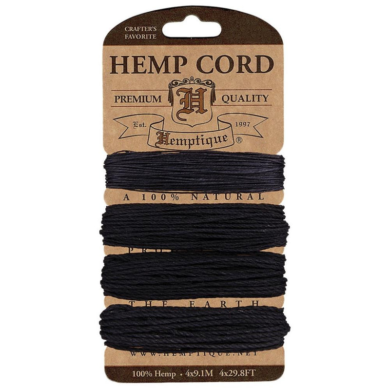 Hemptique - Hemp Cord - Mixed Sizes - Black, HCMWBLK