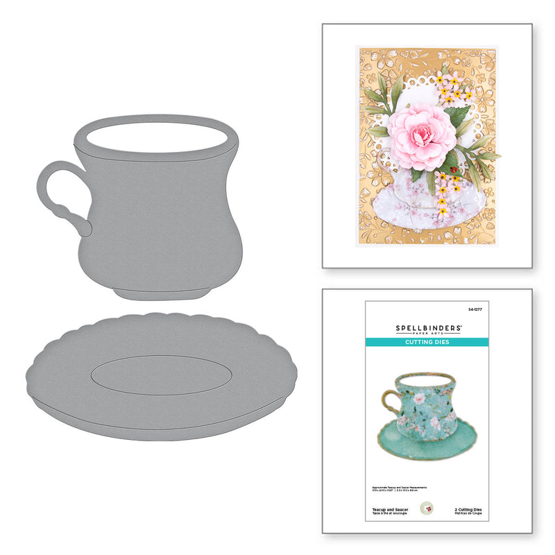 Spellbinders Etched Dies - Tea Cup and Saucer, S4-1277