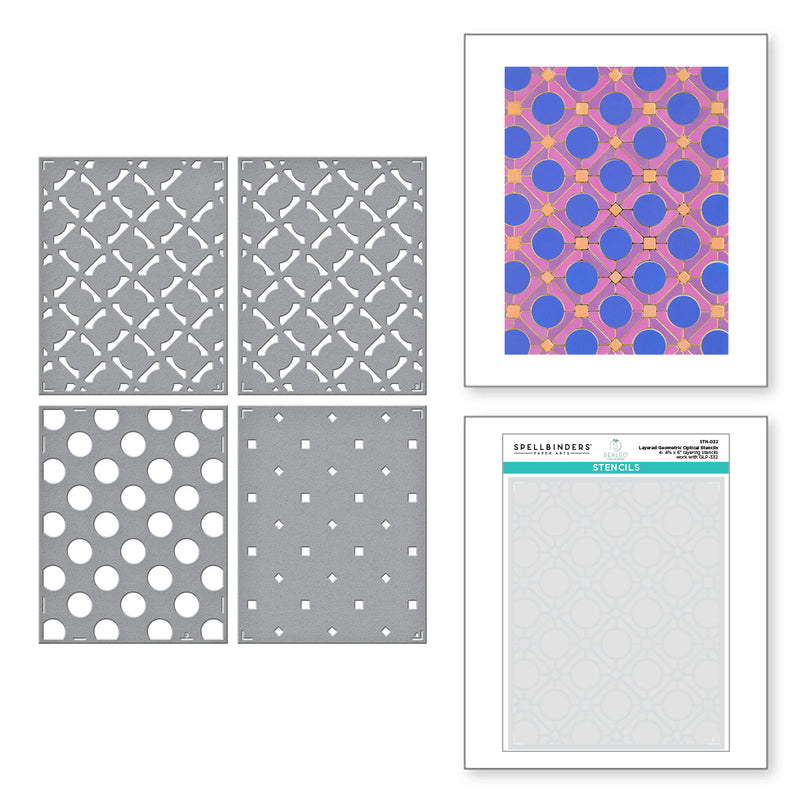 Spellbinders Stencil Set - Layered Geometric Optical, STN-032